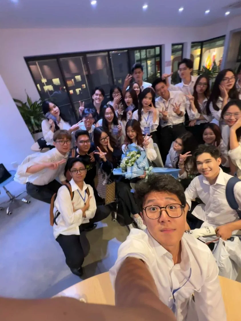 The team backstage after the show