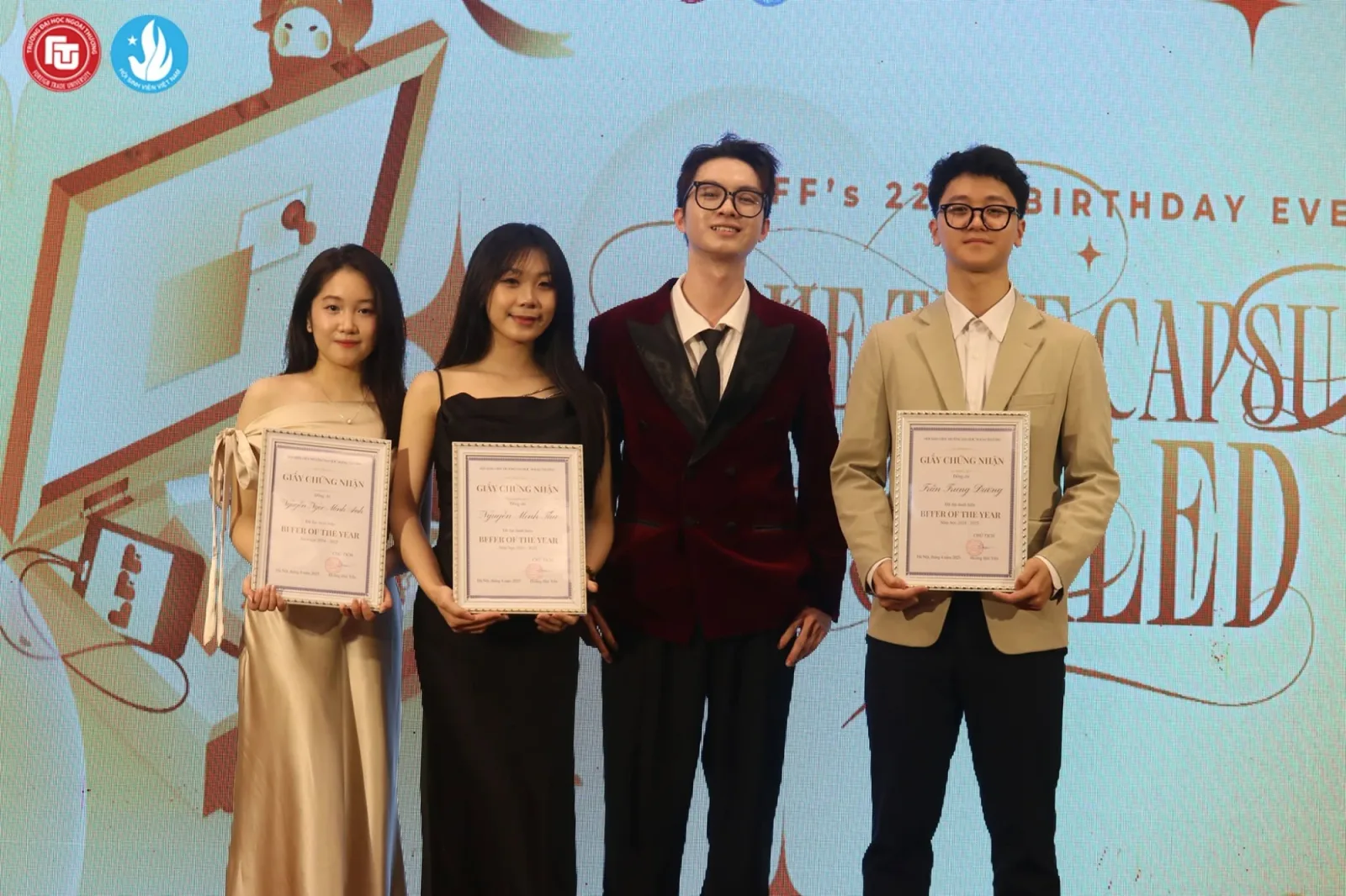 Receiving a BFFer of the Year certificate for 2024–25, alongside the other recipients