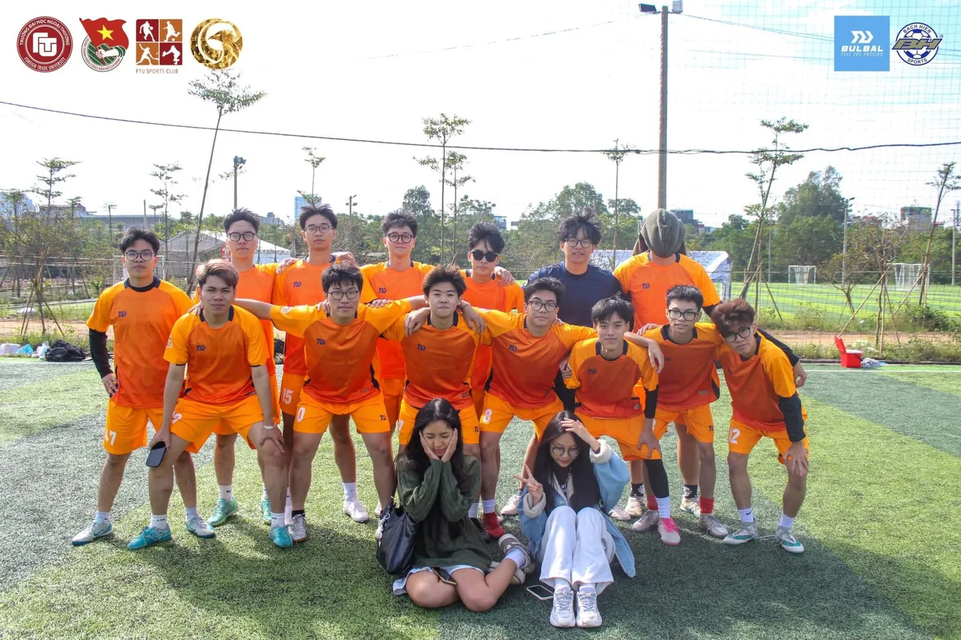 The FTU Sports Club squad on the pitch after a match